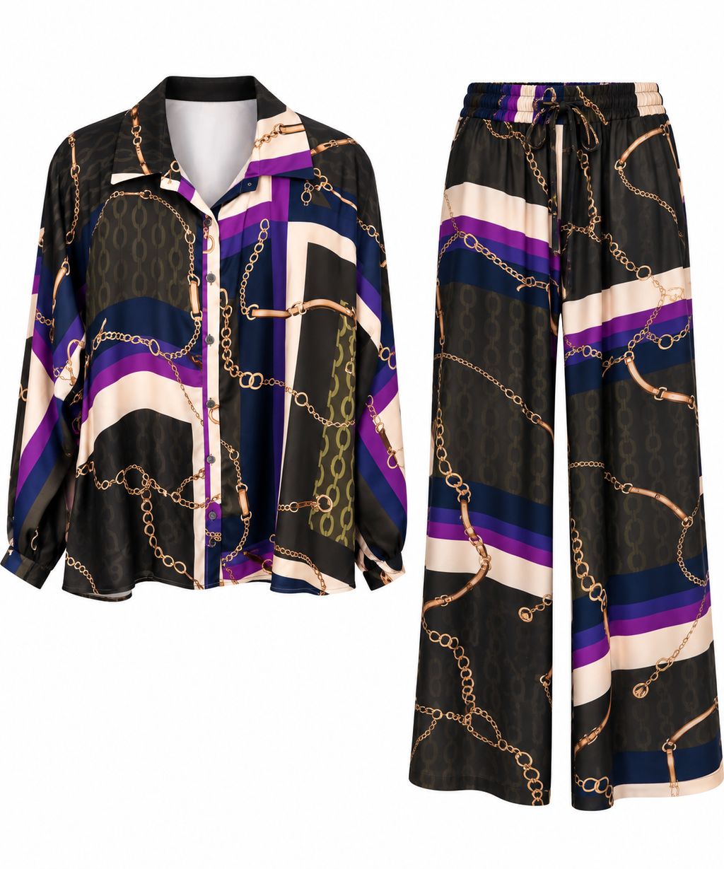 Luxe Chain Print Satin Co-ord Set