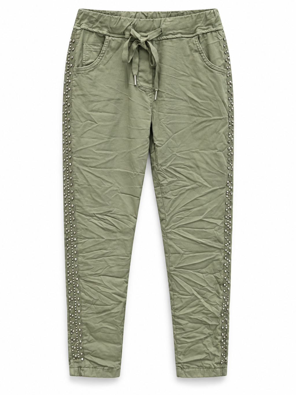 Olive Studded Magic Pants