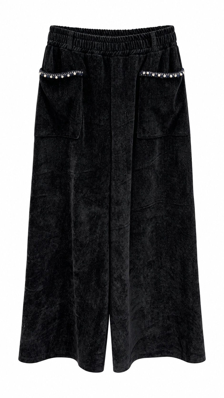 Black Velvet Wide-Leg Culottes