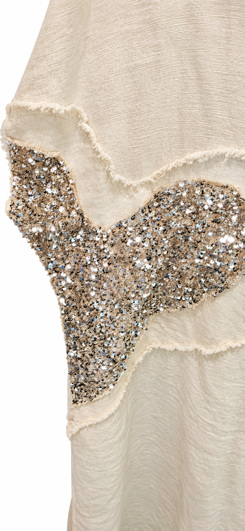 Ivory Linen Sequin Heart Dress