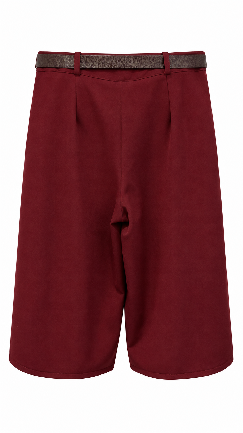 Burgundy Belted Bermuda Shorts
