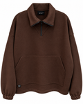 Chocolate Brown Half-Zip Cotton Sweatshirt