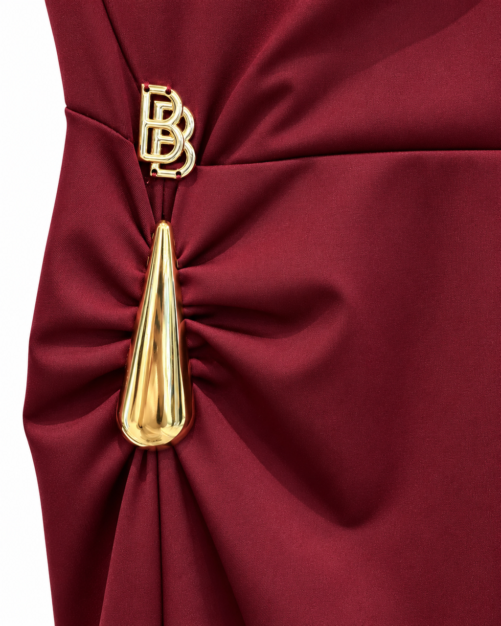 Burgundy Gold-Detail Maxi Dress