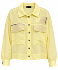 Sunshine Yellow Linen Jacket with Crystal Embellishments