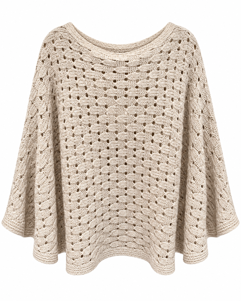 Cream Open-Knit Open-Front Sweater