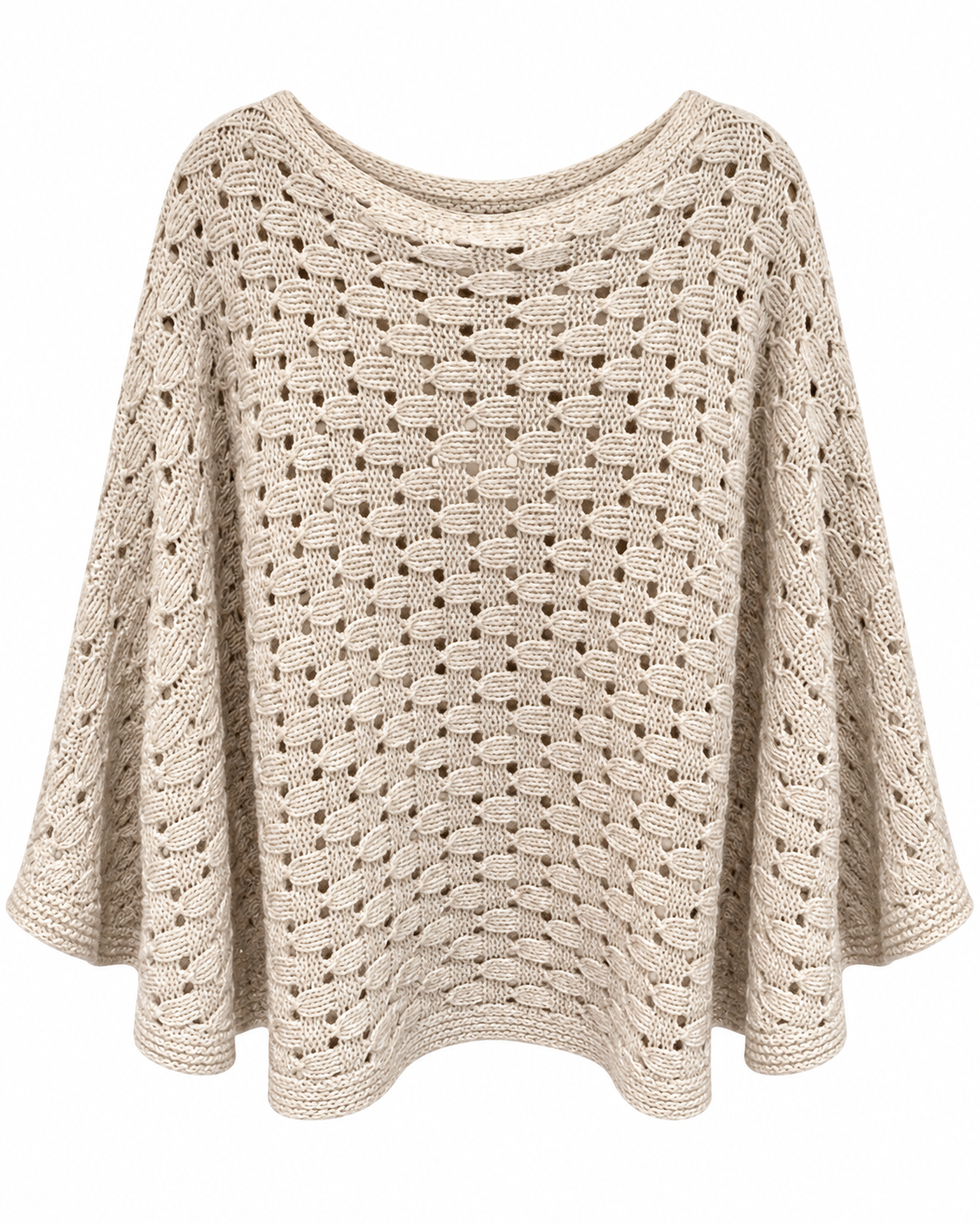 Cream Open-Knit Open-Front Sweater
