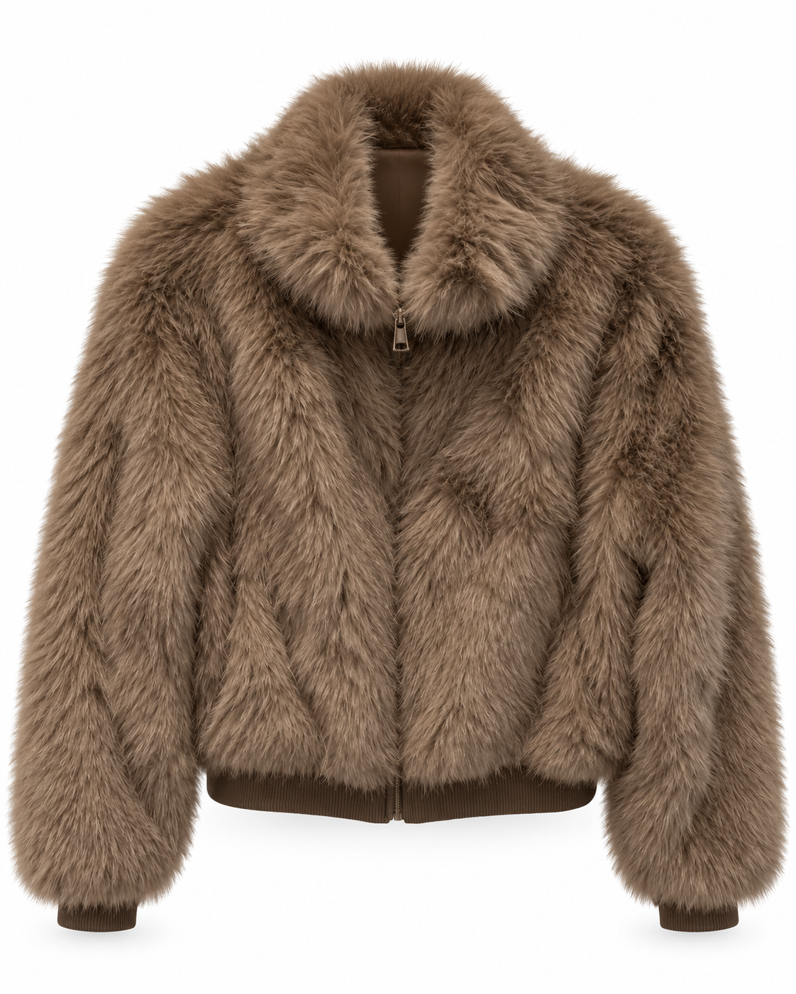 Taupe Faux Fur Bomber Jacket