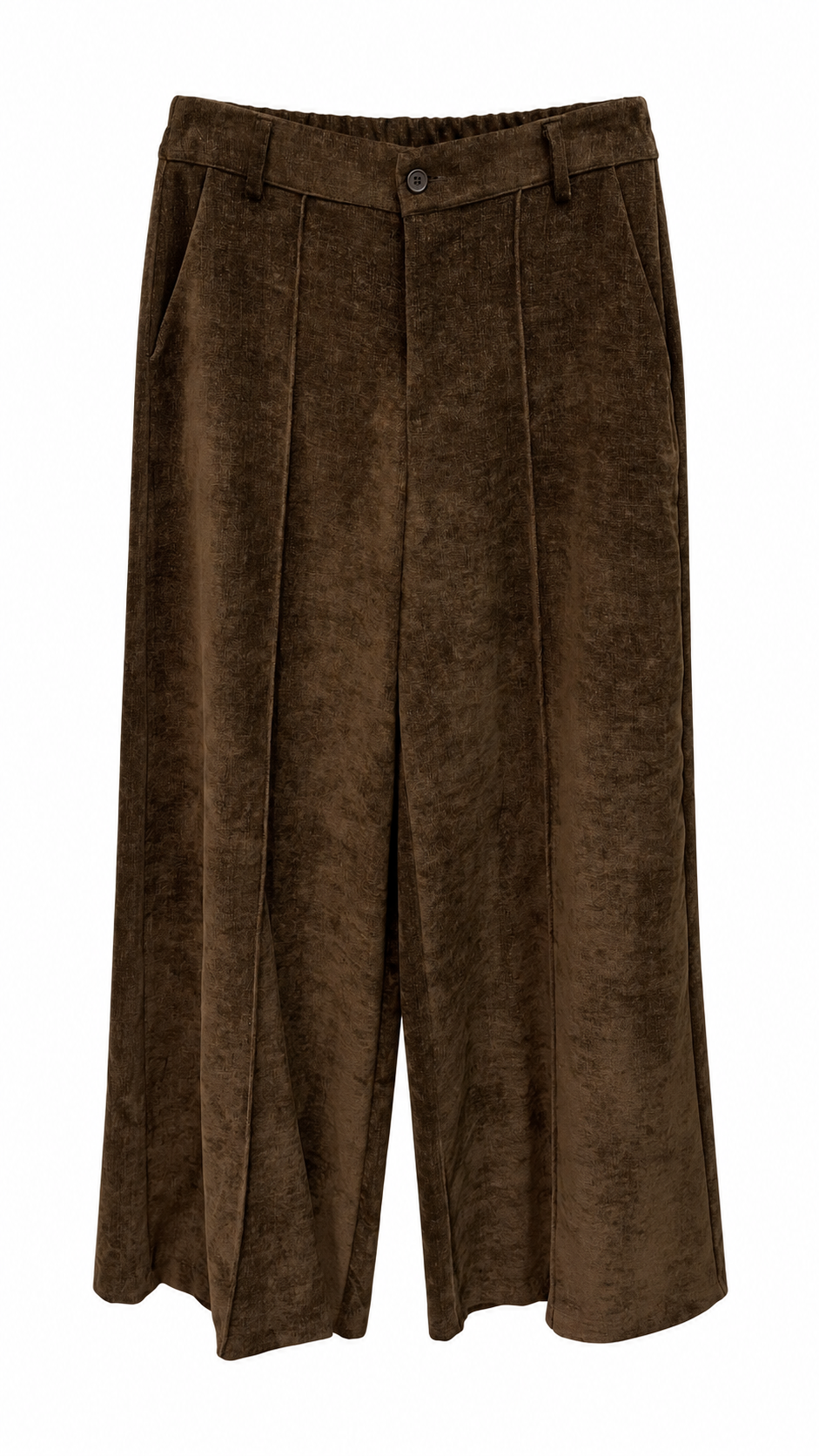 Brown Corduroy Wide-Leg Trousers