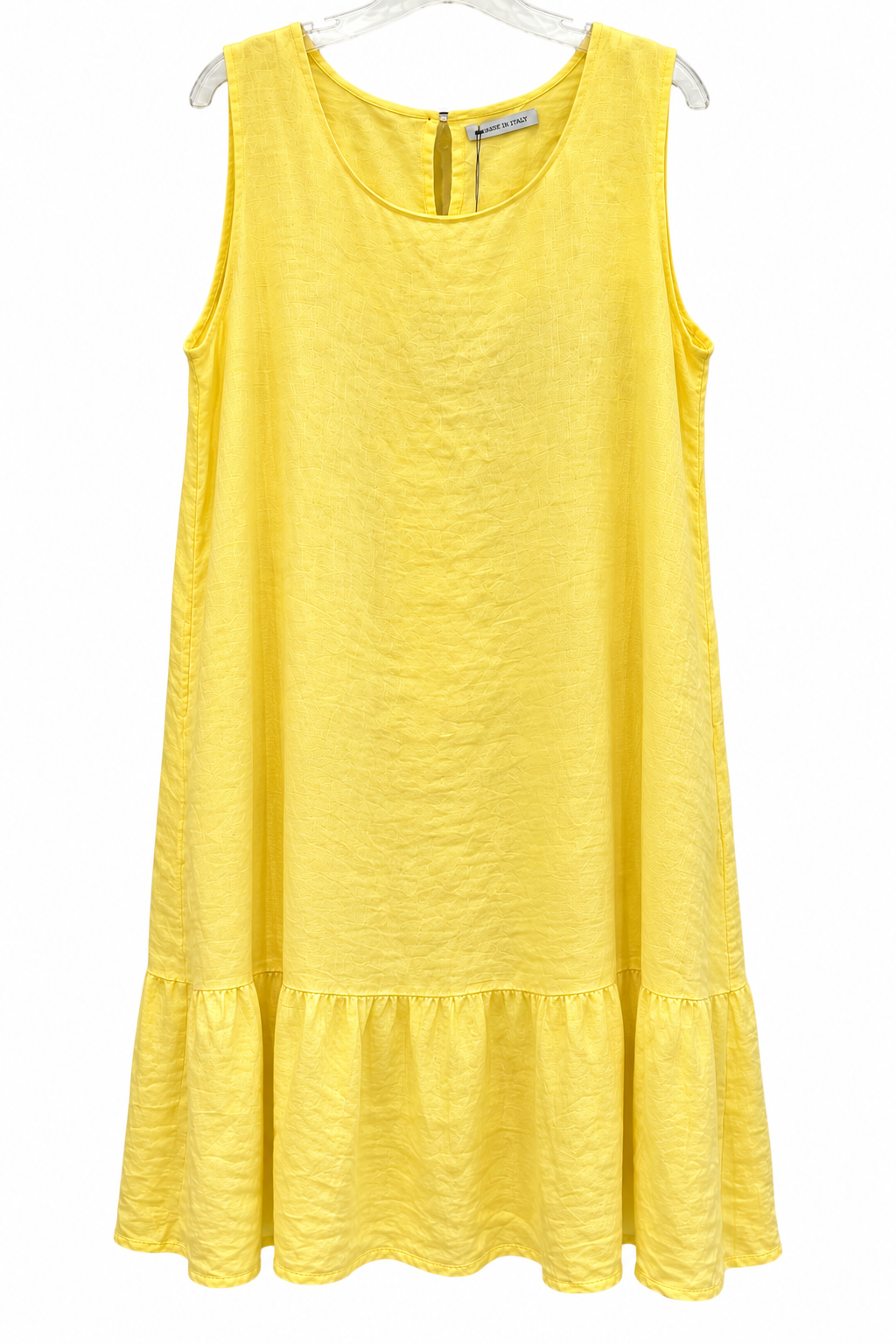 Sunshine Yellow Linen Ruffle Dress
