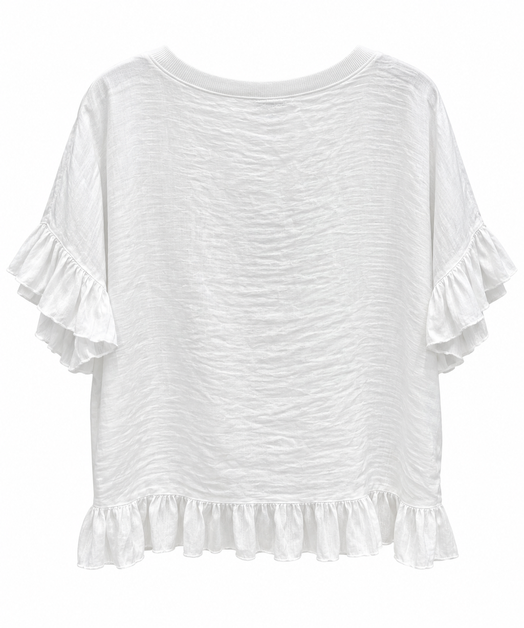 Elegant White Ruffle Top
