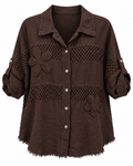 Linen Shirt with Floral Appliqué
