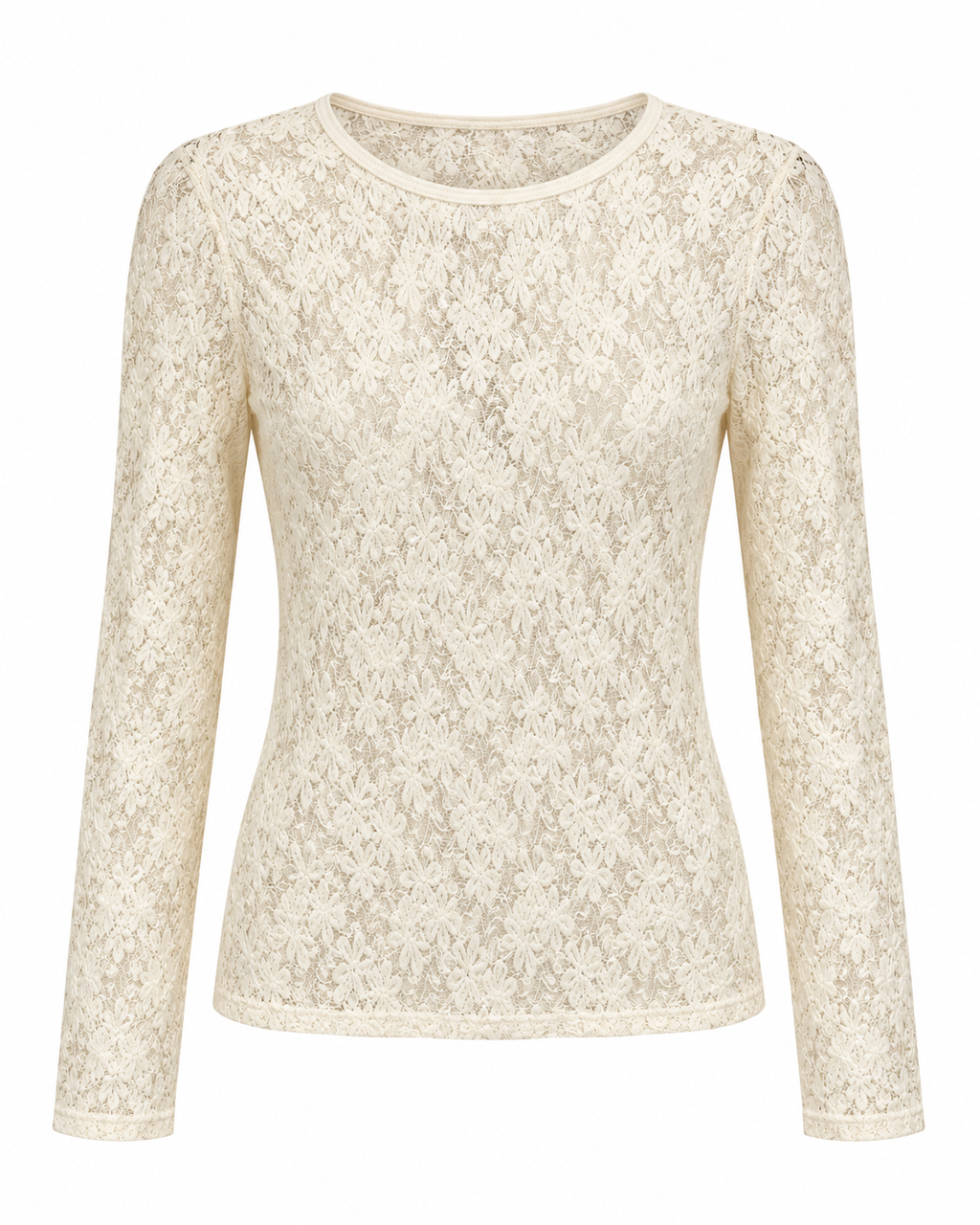 Ivory Floral Lace Long-Sleeve Top