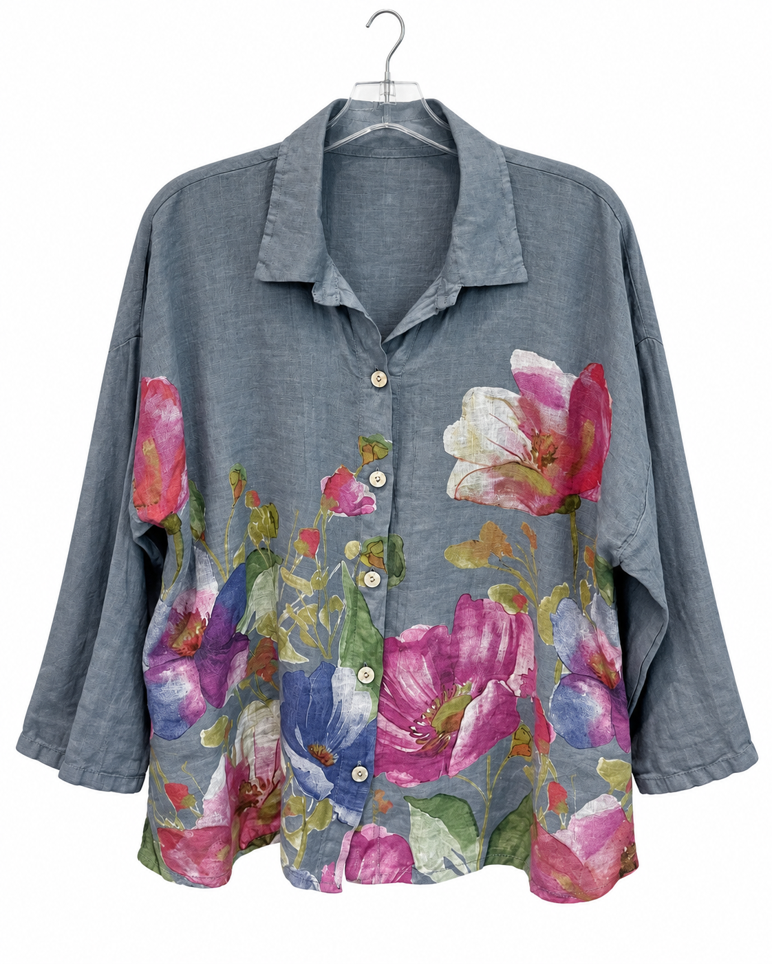 Italian Linen Floral Shirt & Wide-Leg Trousers Set – Puro Lino