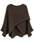 Chocolate Open-Knit Wide-Sleeve Sweater