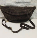 Dark Brown Suede Crescent Crossbody Bag