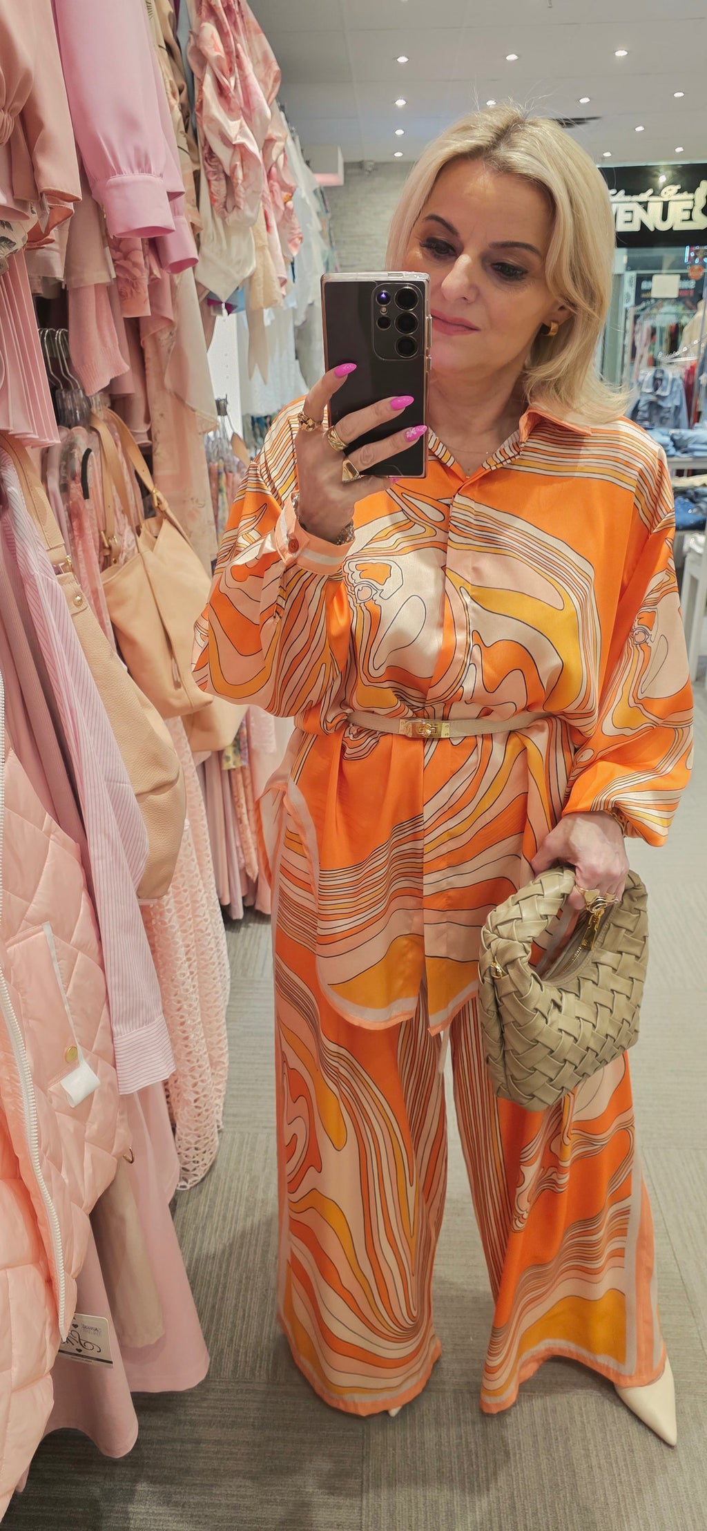 Oversized Satin Set – Blouse & Pants Horse Print fits S/M/L