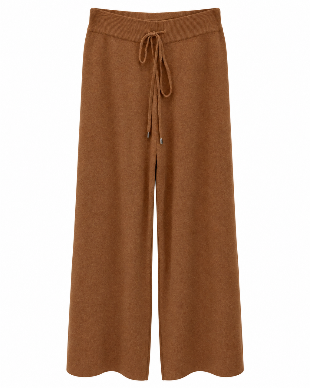 Caramel Brown Velvet Bomber & Wide-Leg Knit Set