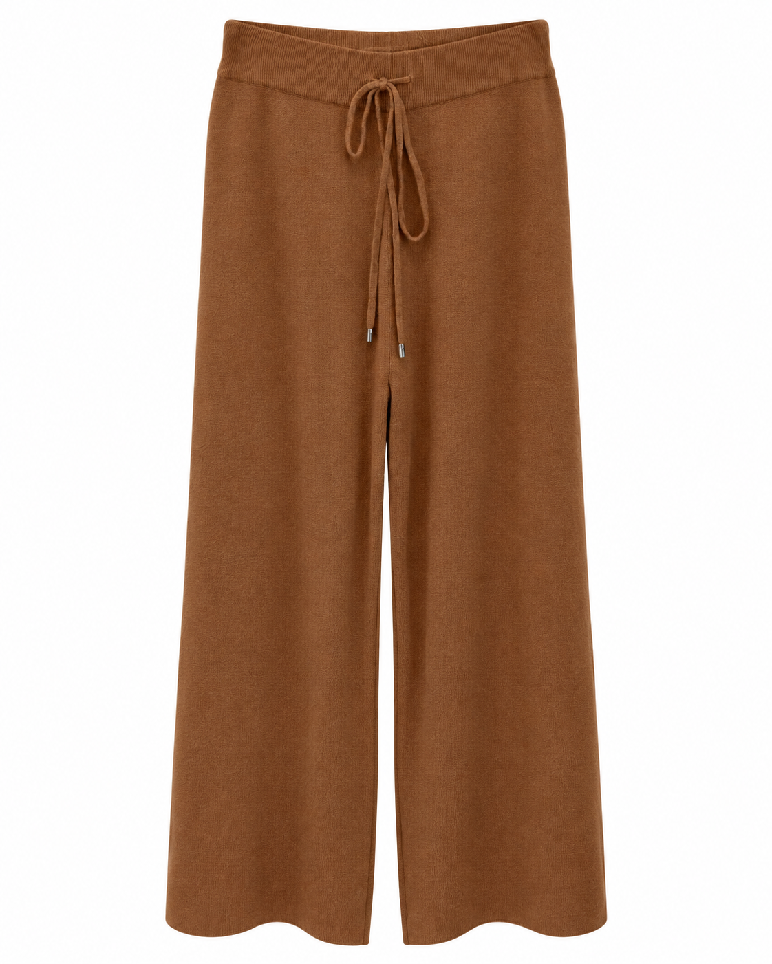 Caramel Brown Velvet Bomber & Wide-Leg Knit Set