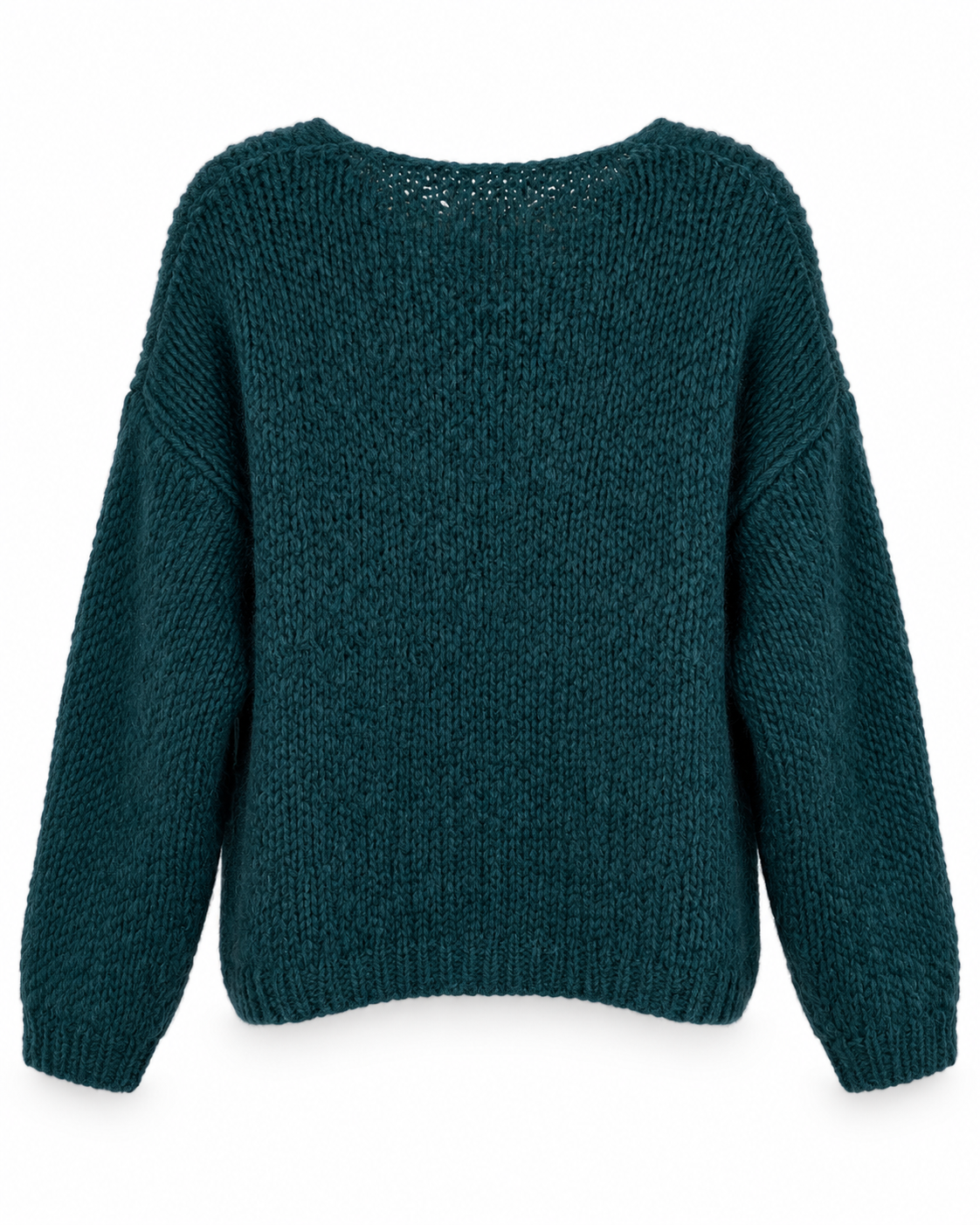 Deep Teal V-Neck Knit Sweater