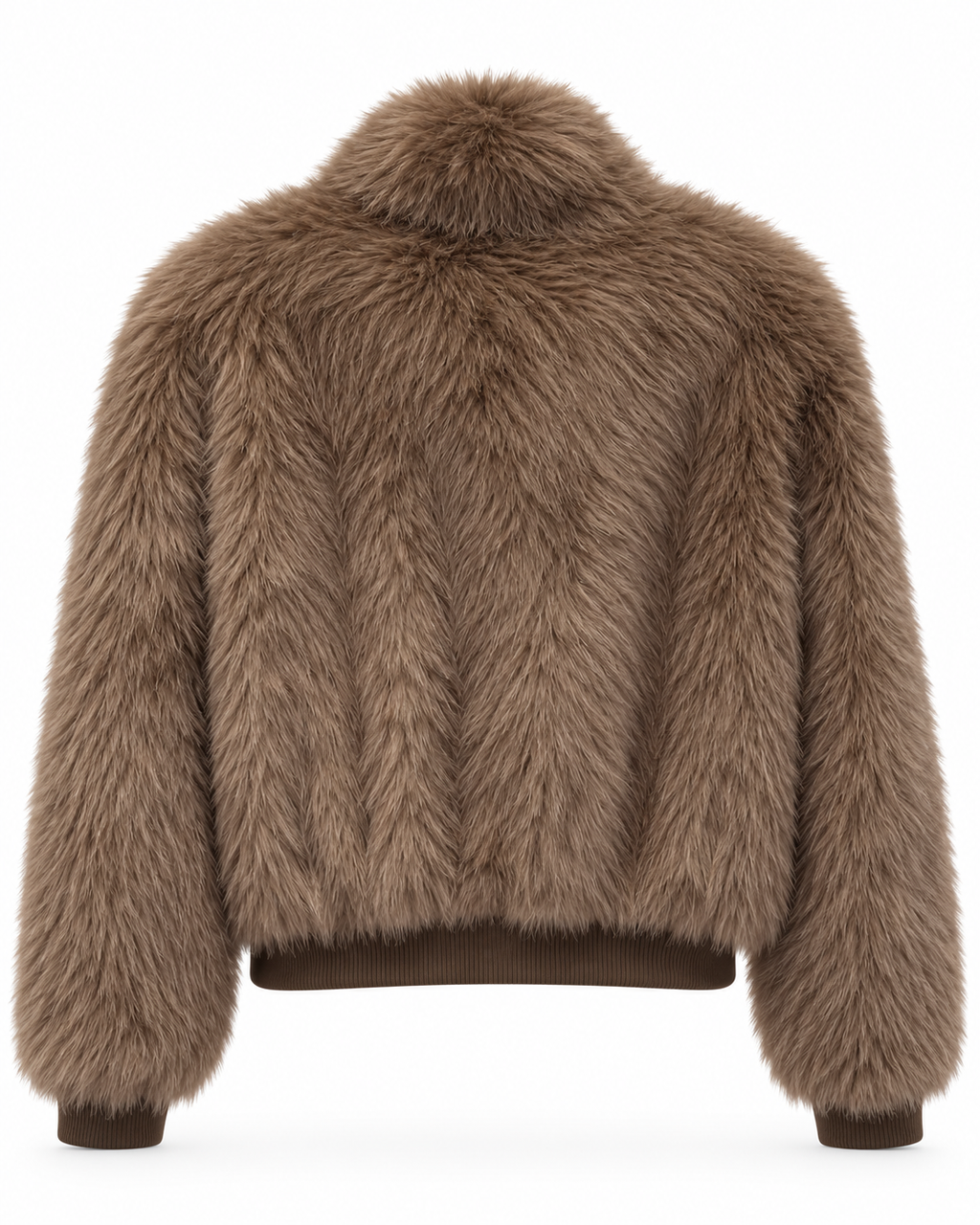 Taupe Faux Fur Bomber Jacket
