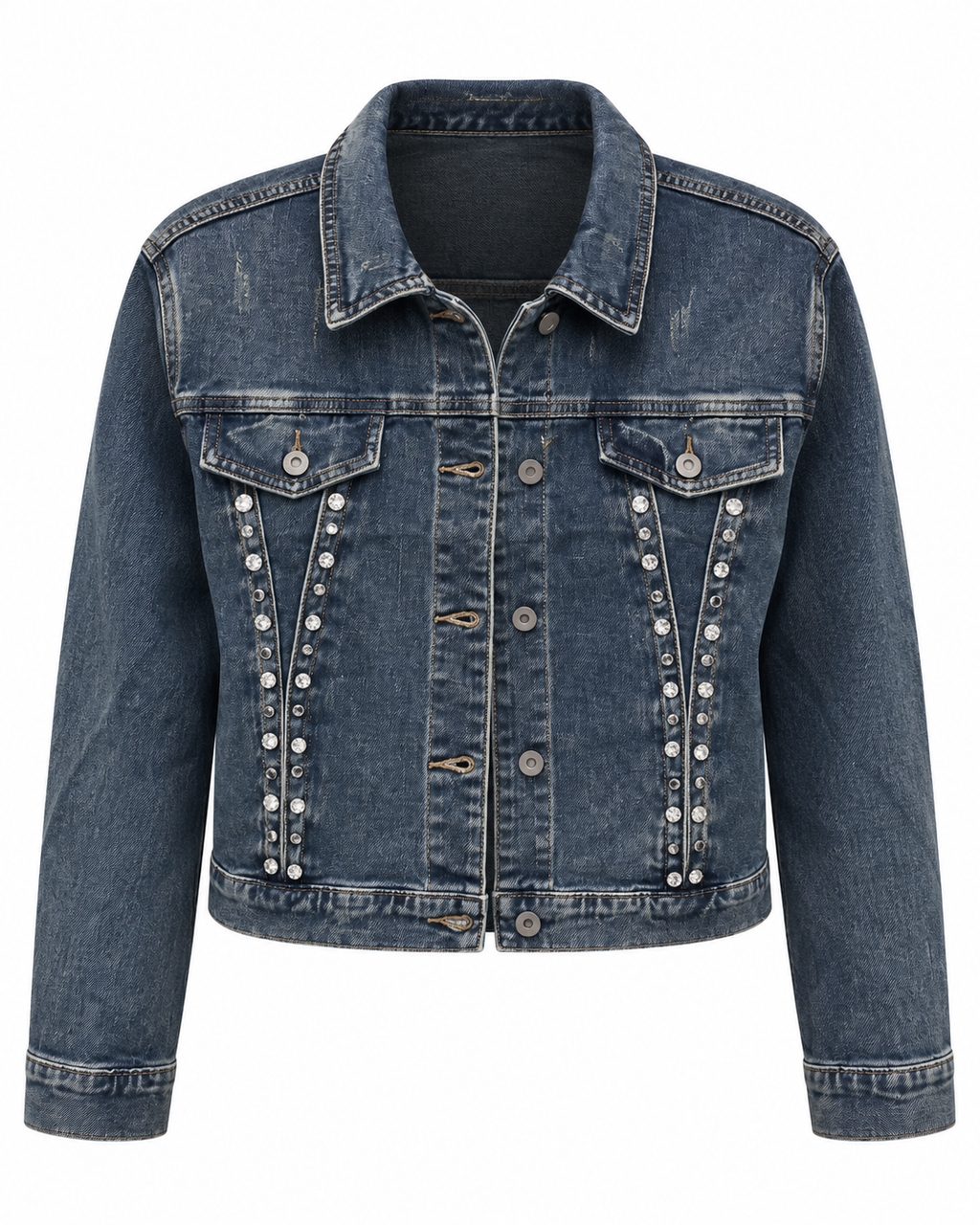Dark Denim Jacket with Sparkle Details
