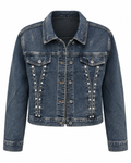 Dark Denim Jacket with Sparkle Details