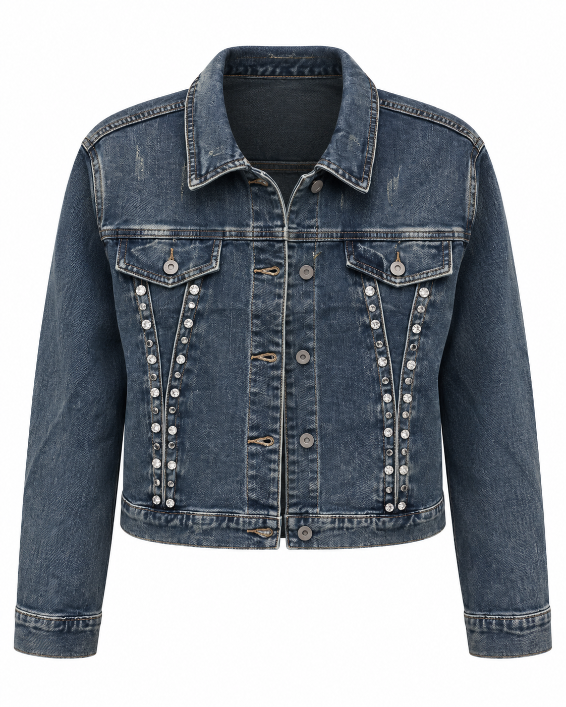 Dark Denim Jacket with Sparkle Details