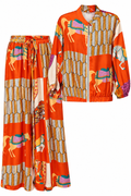 Equestrian Print Satin Co-ord Set