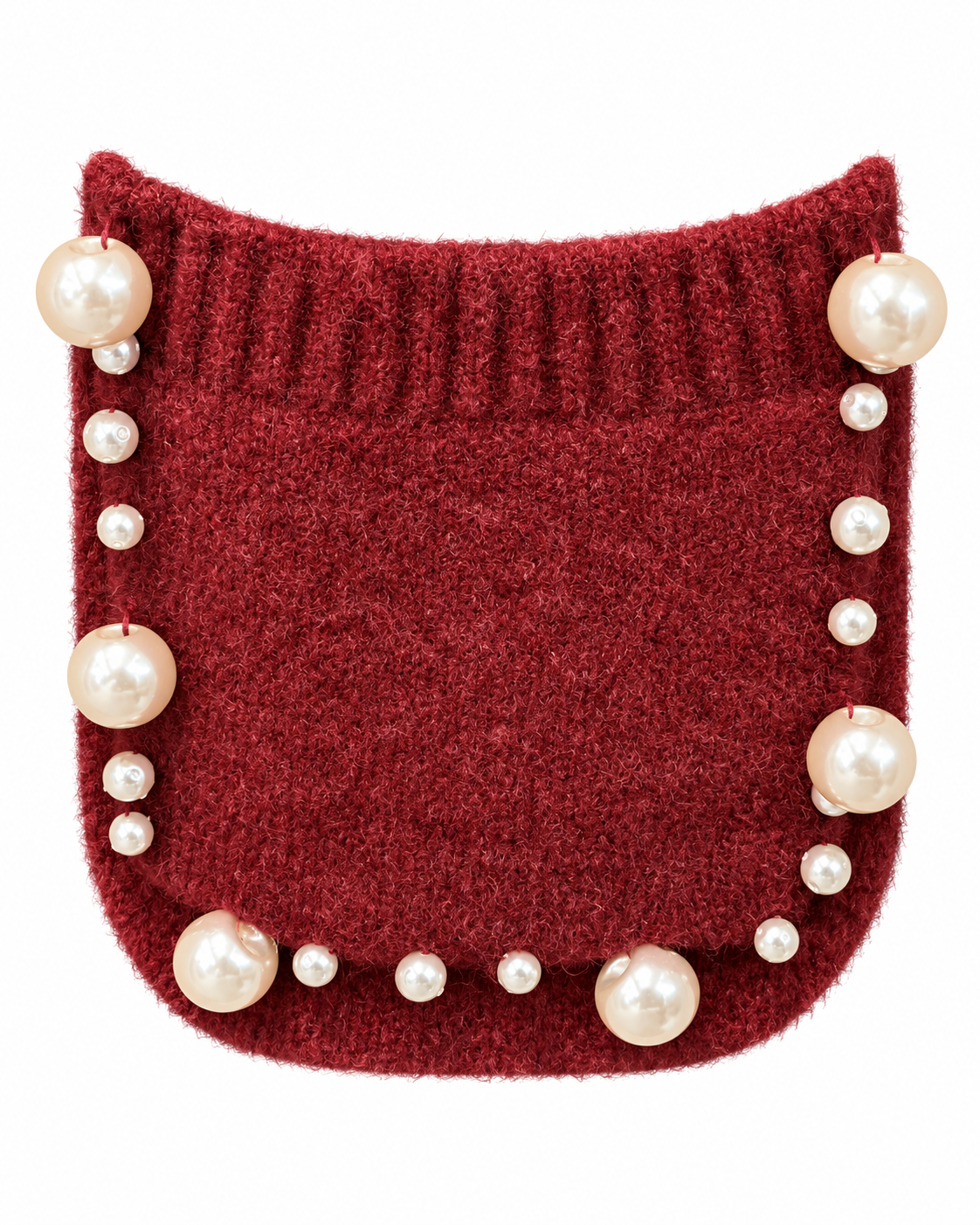 Burgundy Pearl-Embellished Knit Sweater