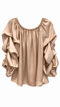 Champagne Satin Puff Sleeve Blouse