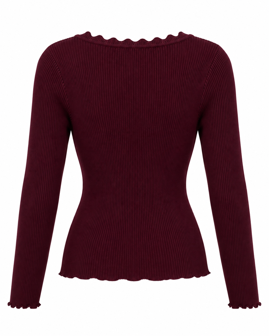 Burgundy Ribbed Heart-Button Knit Set