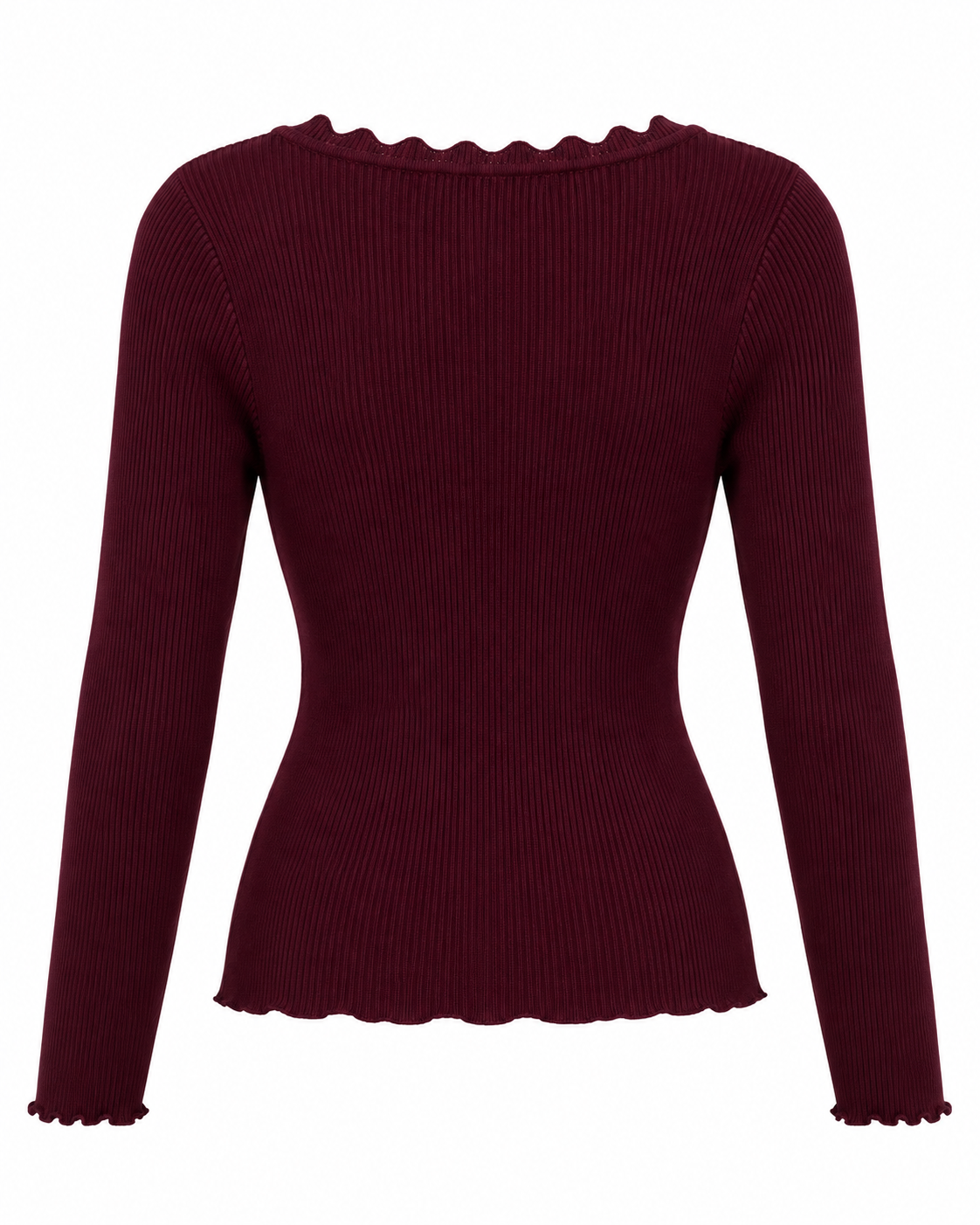 Burgundy Ribbed Heart-Button Knit Set