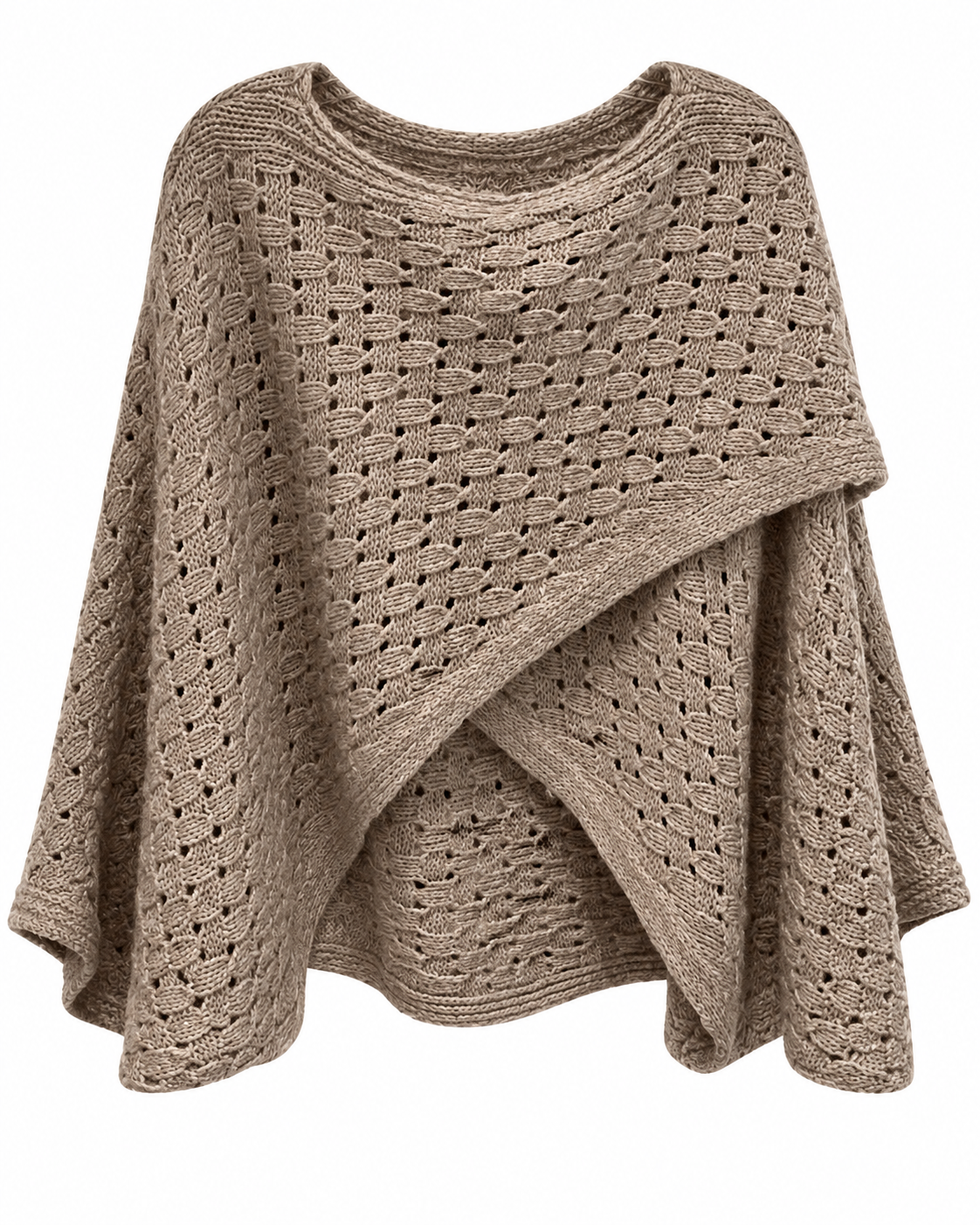 Taupe Open-Knit Open-Front Sweater