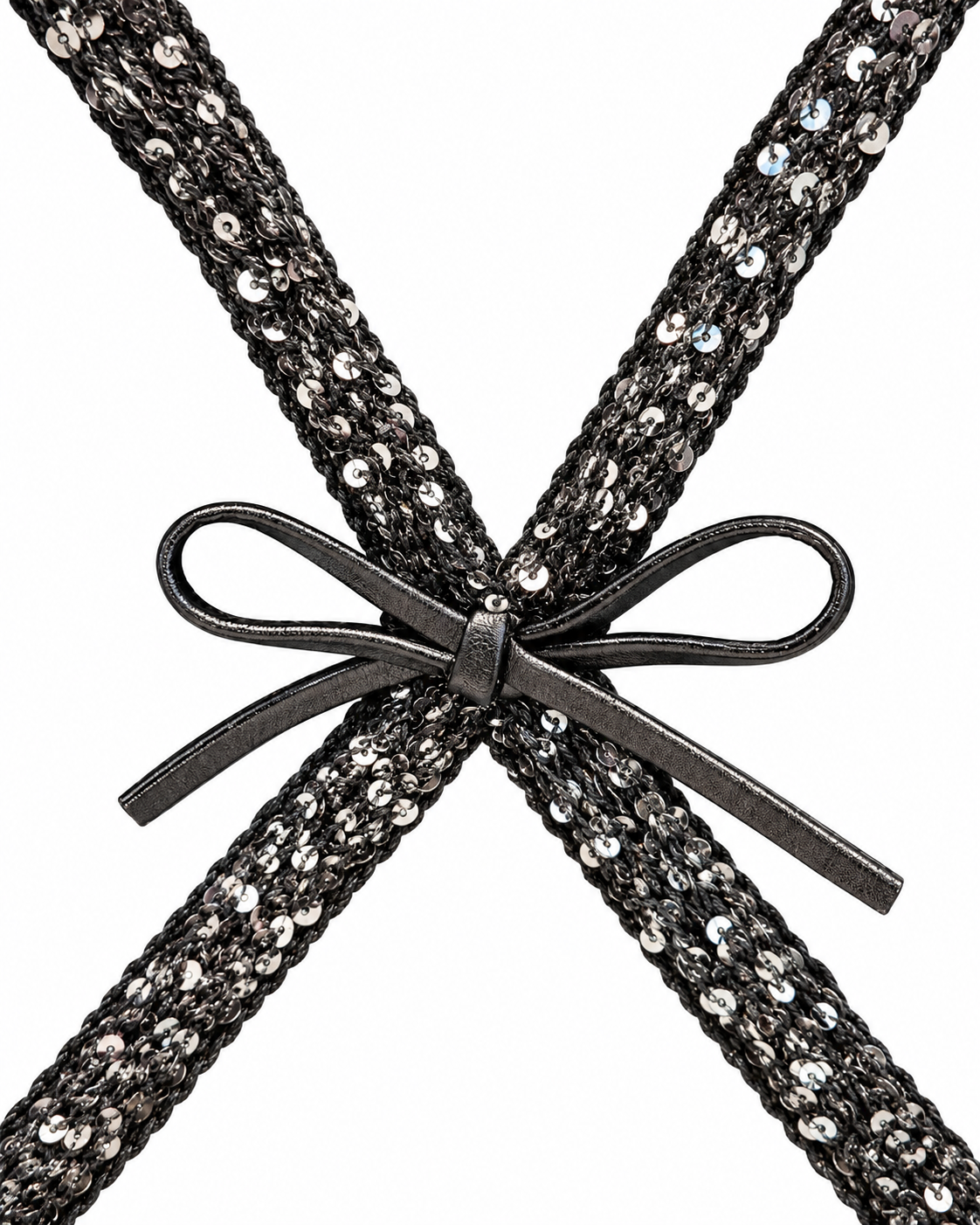 Black Sequin Bow-Detail Knit Sweater