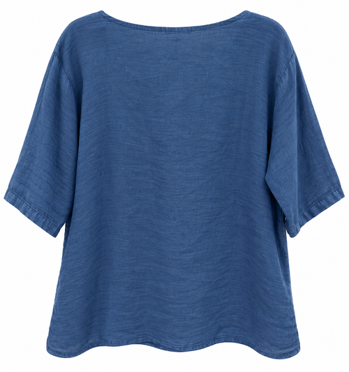 Azure Blue Italian Linen Blouse