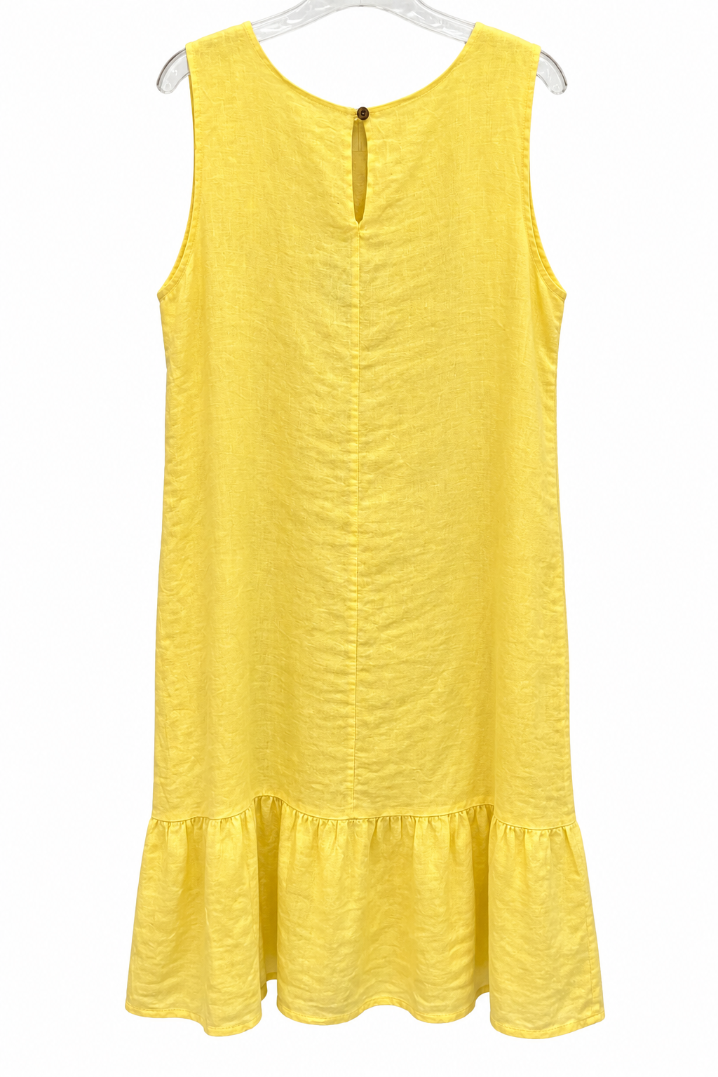 Sunshine Yellow Linen Ruffle Dress
