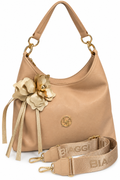 Camel Floral Eco Leather Hobo Bag