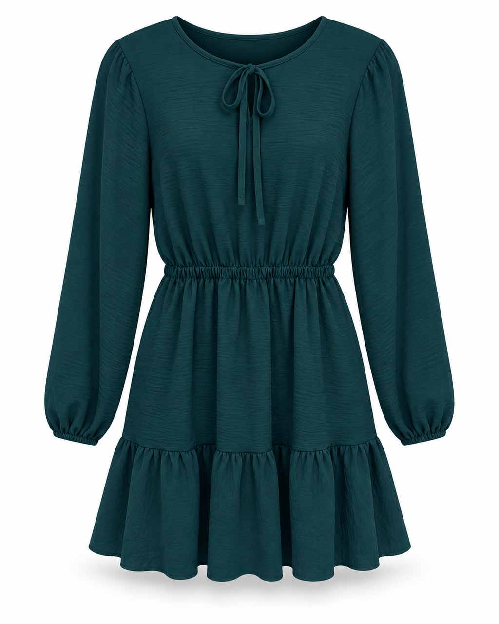 Deep Green Tie Neck Dress