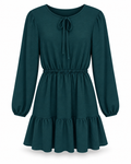 Deep Green Tie Neck Dress