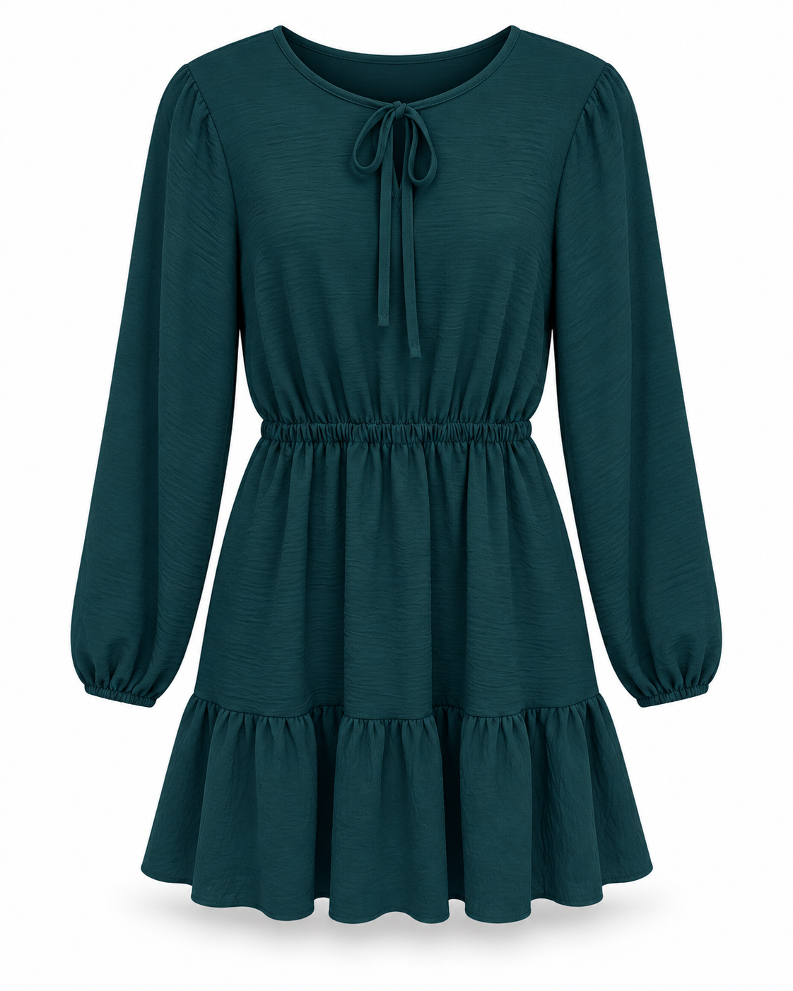 Deep Green Tie Neck Dress