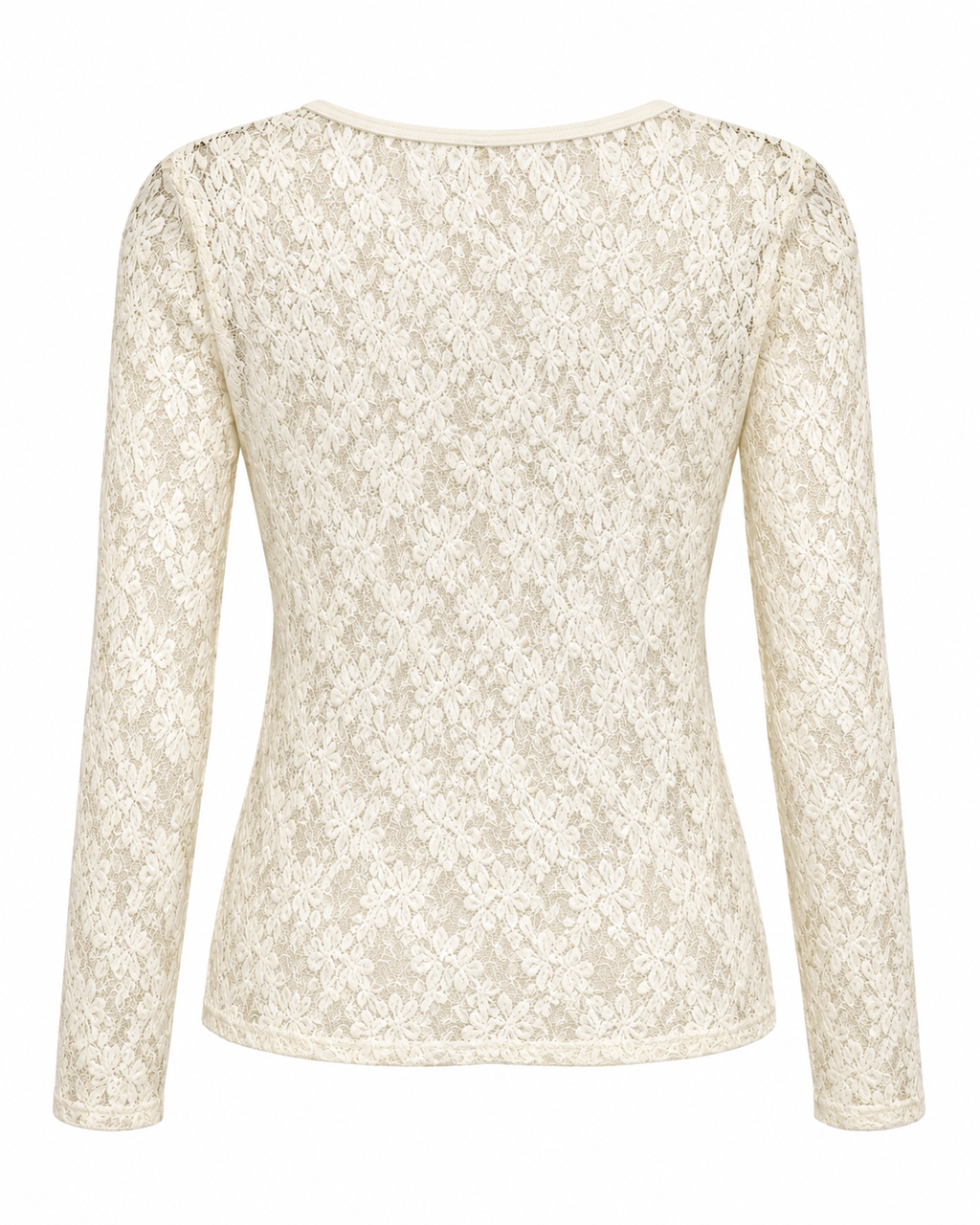 Ivory Floral Lace Long-Sleeve Top
