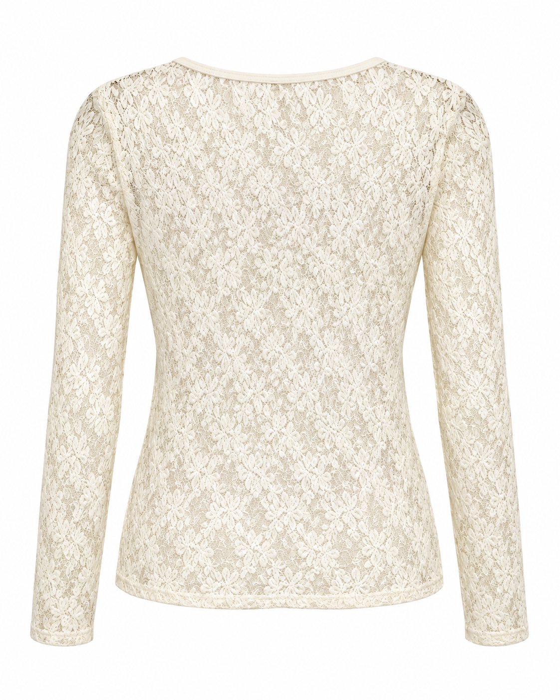Ivory Floral Lace Long-Sleeve Top