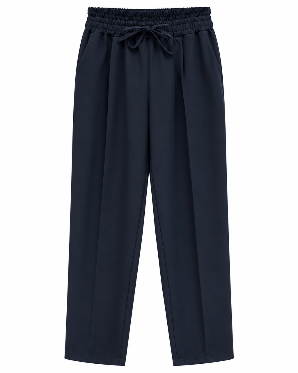 Navy Fluid Tapered -Leg Trousers