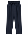 Navy Fluid Tapered -Leg Trousers