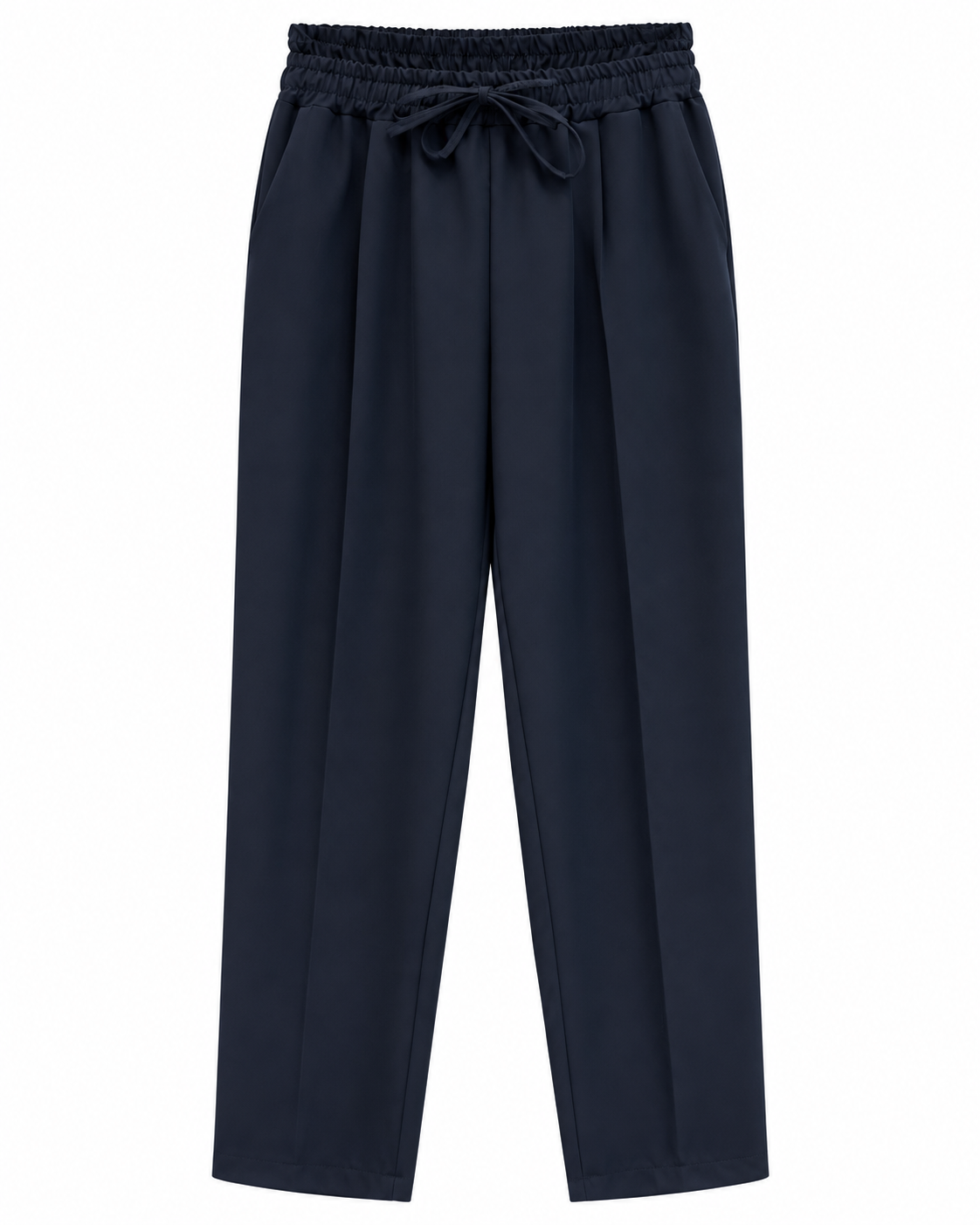 Navy Fluid Tapered -Leg Trousers