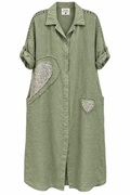Green Sequin Heart Shirt Dress