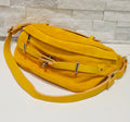 Yellow Suede Buckle Crossbody Bag