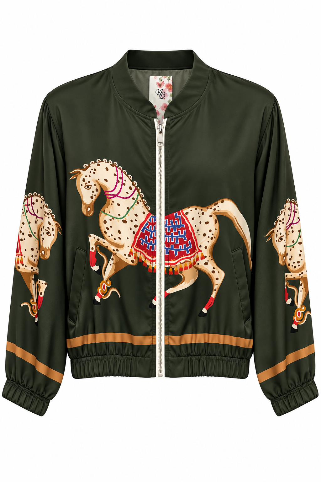 Equestrian Opulence Satin Co-ord Set - jacket and wide-leg trousers