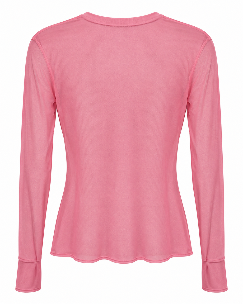 Pink Mesh Long-Sleeve Fitted Top