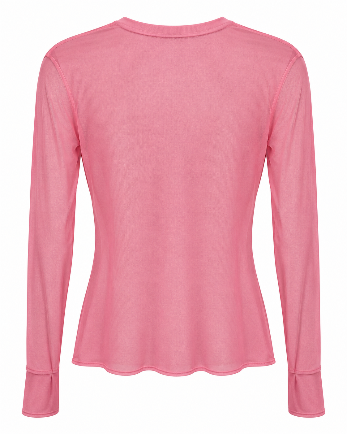 Pink Mesh Long-Sleeve Fitted Top